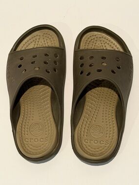 Classic Sandals Womens 11 Mens 9 Crocs Brown Slides Slip On Open Toe Flat Rubber
